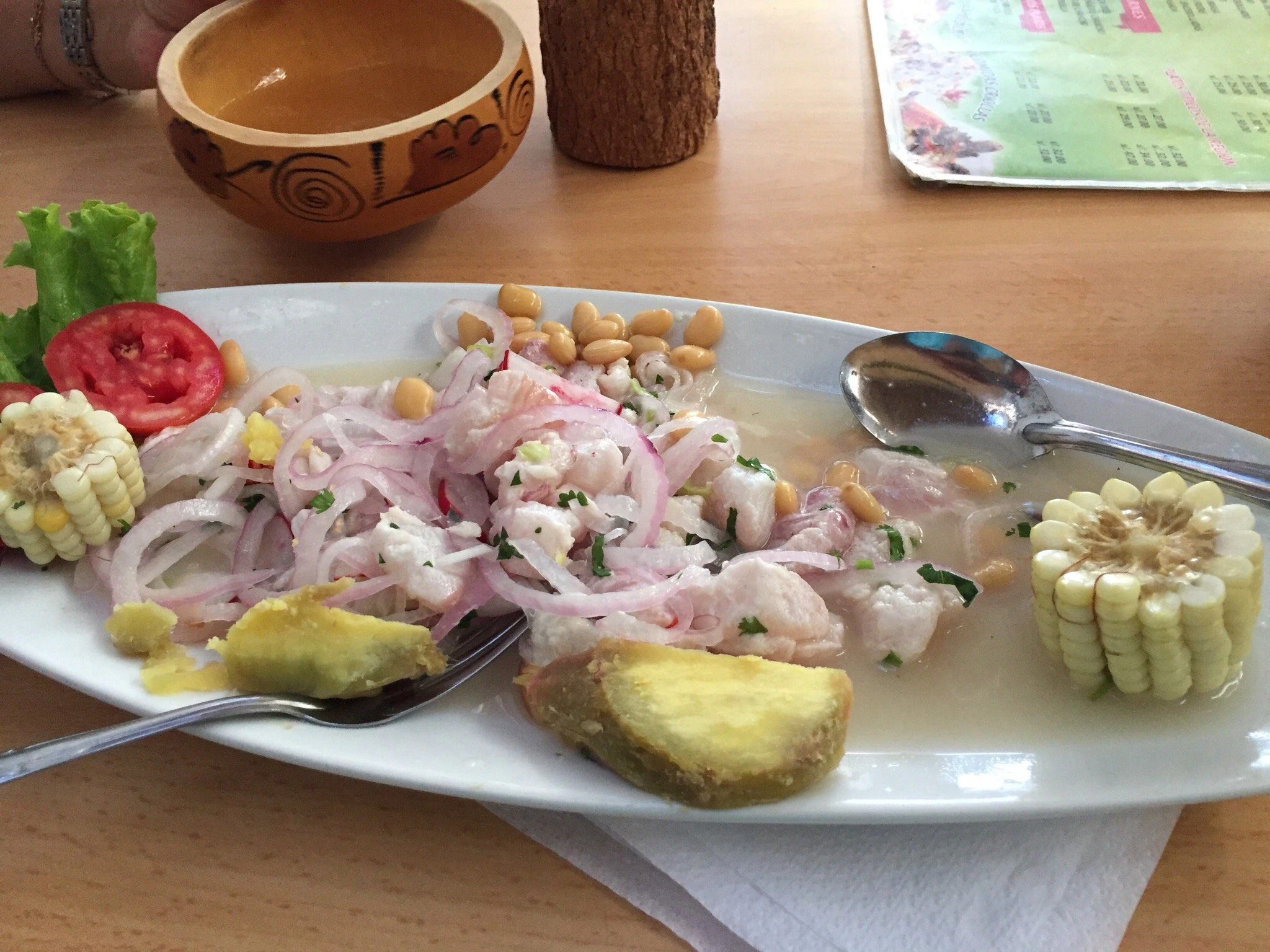 Cebiche de mero servido en Picantería La Chayo, Catacaos, Piura